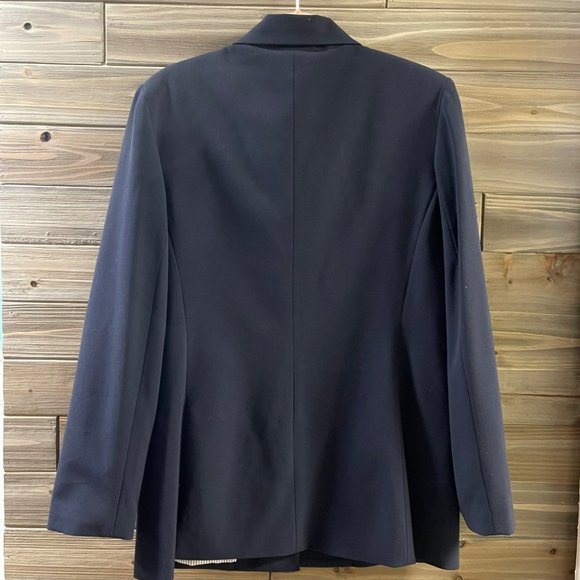 SUPPLY & DEMAND Navy Single Breasted School Boy Long Line Blazer Women L - Picture 5 of 13
